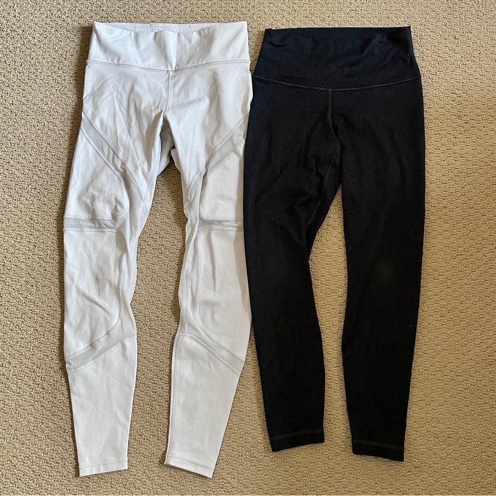 Lululemon Off-White & Navy Snake Print Leggings Bundle